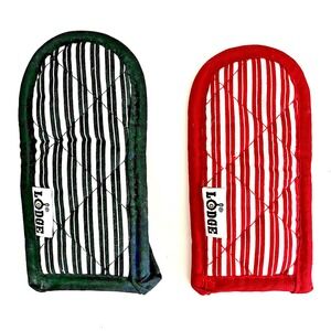 2‎ LODGE Hot HANDLE HOLDERs Heat Resistant Silicone Lined insulated Grips